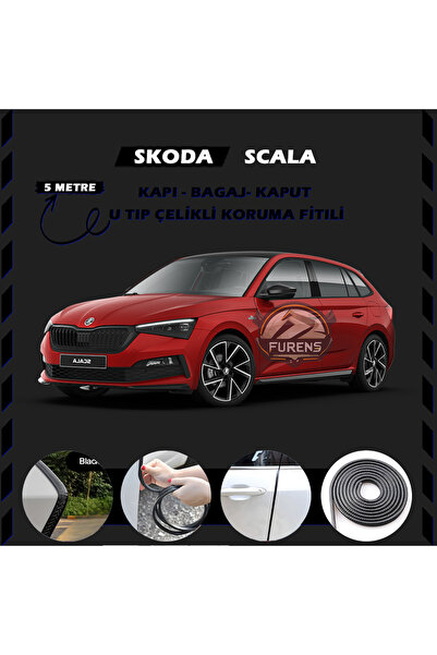 Furens Skoda Scala Oto Araç Kapı Koruma Fitili 5metre Parlak Siyah Renk