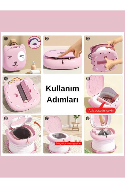 MooieBaby's Cat Potty Katlanabilir Çocuk Tuvaleti, Çok Fonksiyonlu Taşınabilir Alıştırma Lazımlığı, Carry Potty