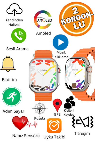 OWWOTECH HK9 ULTRA2 Amoled Ekran 49mm İOS ANDROİD Bütün Telefonlara Uyumlu GPS Sesli Arama Bildirim