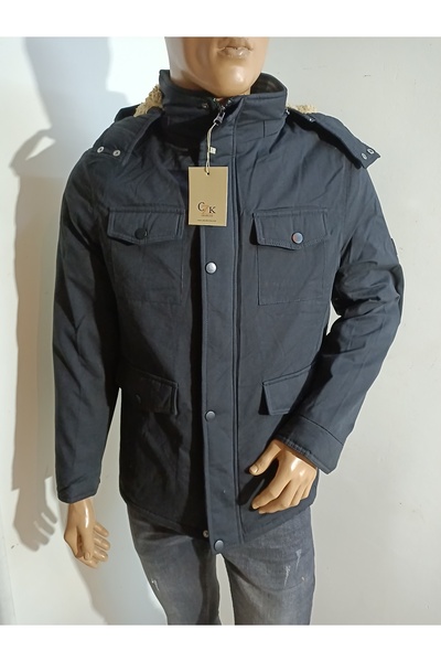 CZK içi kürklü kapşonlu orta uzun parka