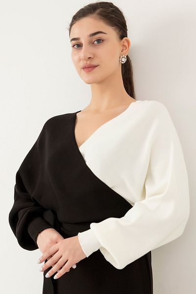 PULLIMM Rochie tricotată Yarasakol dublă culoare Midiboy ESP043