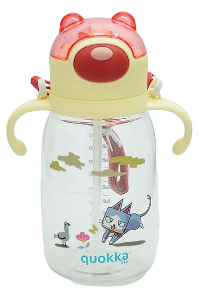 Quokka 550ml Hanging Tritan Flask with Straw Red