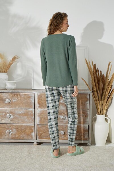 Sevim Жіночий піжамний комплект з довгими рукавами, зелений C1T5N1O79