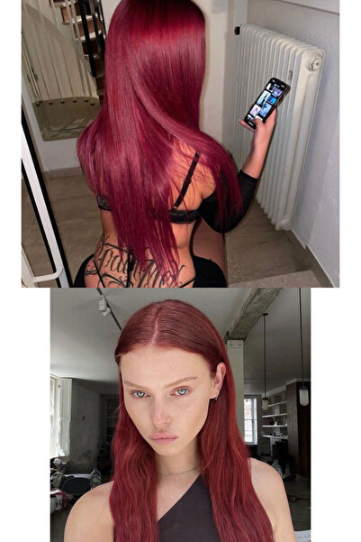 TAKIŞTIR Isıya Dayanıklı Yarımay Çıt Çıt Saç - 39# - Şarap Kızıl - Düz - 60 C...