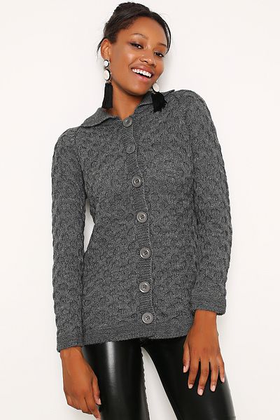 AVORWE Hair Braided Shirt Collar Buttoned Jacket Cardigan