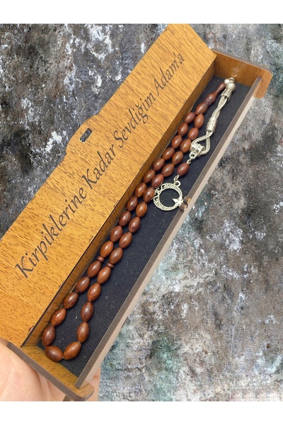 KANUNİ TESBİH مسبحة كوكا مع شرابة على شكل نجمة القمر في صندوق مكتوب عليه الرج...