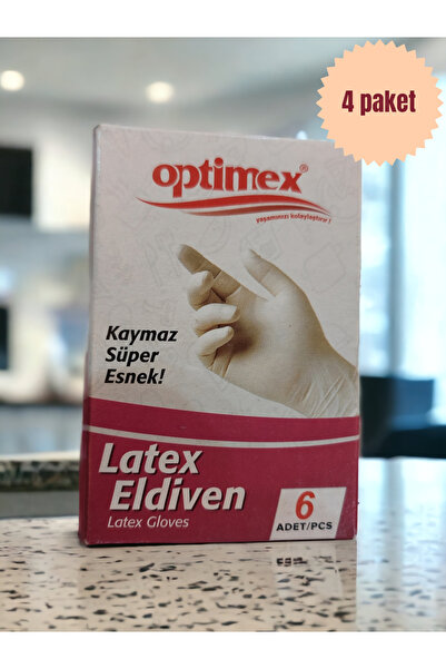 OPTİMEX Latex Eldiven 6'lı*4 Paket (hijyenik cerrahi tıbbi eldiven)
