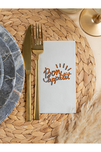 Rima Tasarım منديل عرض فاخر مطبوع باللون البرتقالي من بون أبيتي 20 قطعة