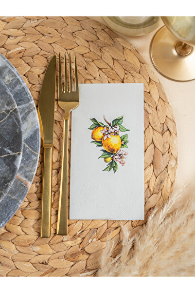 Rima Tasarım مناديل عرض فاخرة بطبعة ليمون 20 قطعة