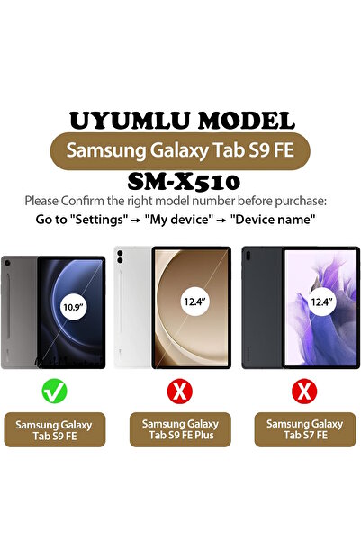 m.tk moveteck Samsung Galaxy S9 Fe 10.9 inç Sm-X510 Tablet Kılıfı 360 Derece Dönebilen Kapaklı Kılıf Tam Koruyucu