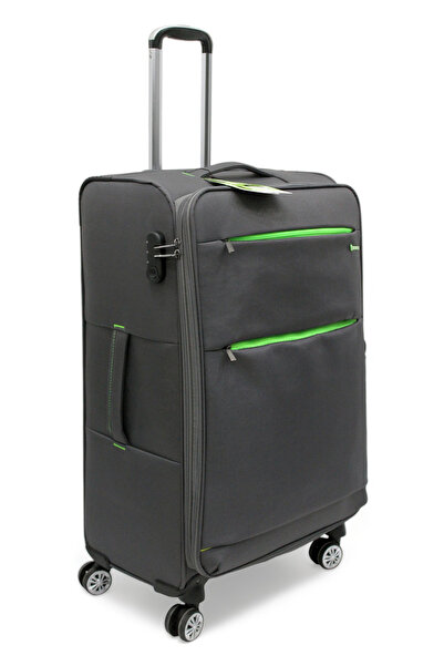 SENSAMITE Gri Kabin (KÜÇÜK) Orta Ve Büyük Boy 3'lü Carry-on Ultra Hafif Lüks Kumaş Valiz Seti