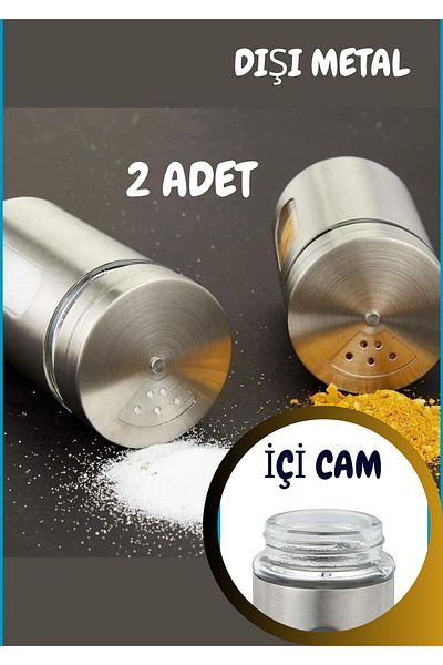 kukohomes Metal Coated Glass Salt Spice Container 2 pcs
