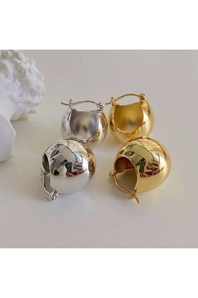 CHARMLUCKY Steel Basket Ball Earrings