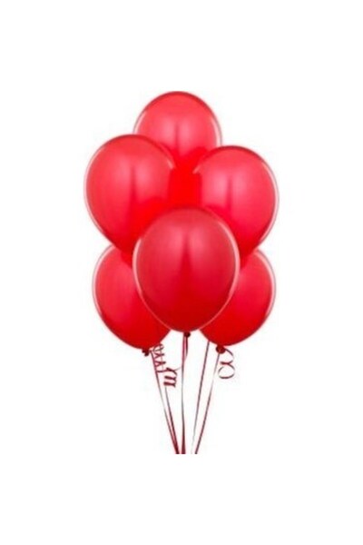 Parti Furyası بالون أحمر + بالون معدني أحمر + بالون حفلة أحمر 30 قطعة