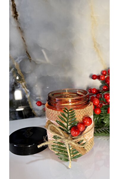 AURAGIFTT Amber Cam Yılbaşı Kavanozu, Kapaklı, Kokina Çiçeği, Yılbaşı Hediye,...