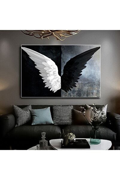 Şehzat Design Kanat Tablosu| Kartal Kanatları Gri Kombin Şık Kanvas Tablo Har...