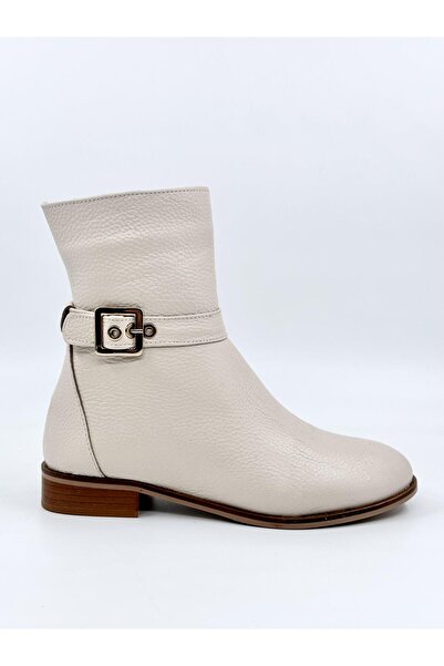 İnci Topuk Hakiki Deri Kemer Detaylı Kadın Bot