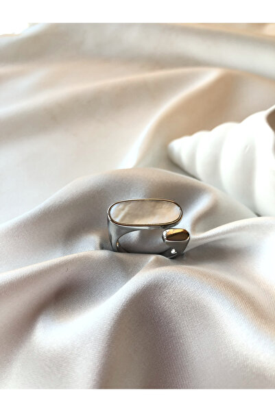 sheyajewellery Beyaz Taşlı Gümüş Aesthetic Ayarlanabilir Çelik Yüzük