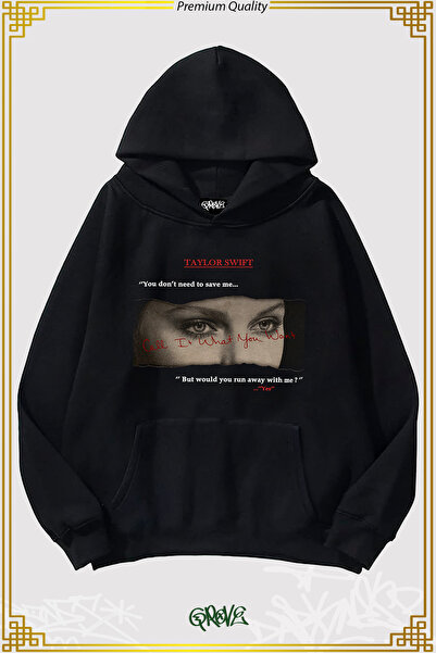 Grove Fashion Taylor Swift Baskılı Üç İplik Oversize Kapüşonlu Sweatshirt Hoodie