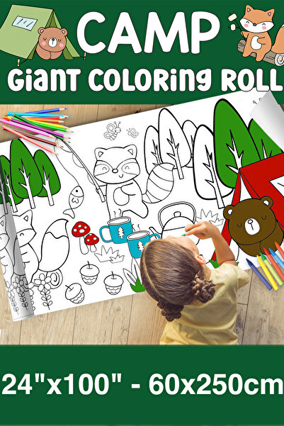 Little One ورق تلوين كبير الحجم للتخييم - لفة تلوين للأطفال في المزرعة - لفة ...