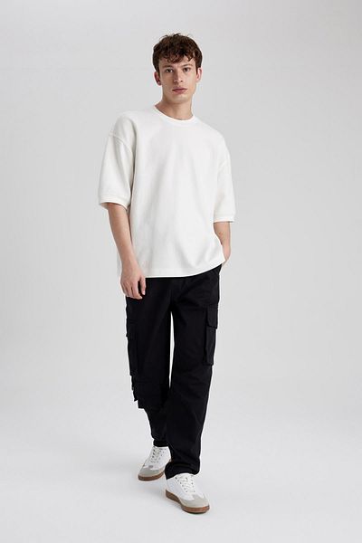 DeFacto Gabardine Trousers Relax Fit Straight Leg with Cargo Pockets B0242Ax23Wn