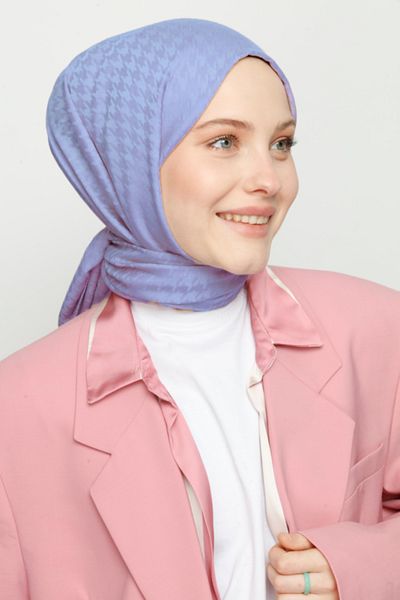 VALORSCARF Lilac Houndstooth Cashmere Shawl