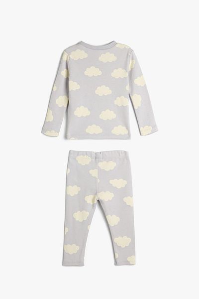 Koton Baby Girl Lilac Patterned Top and Bottom Set