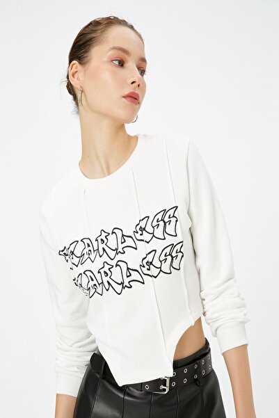 Koton Ecrufarbenes Damen-Sweatshirt