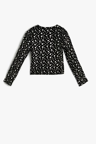 Koton Girl's Black Patterned Blouse