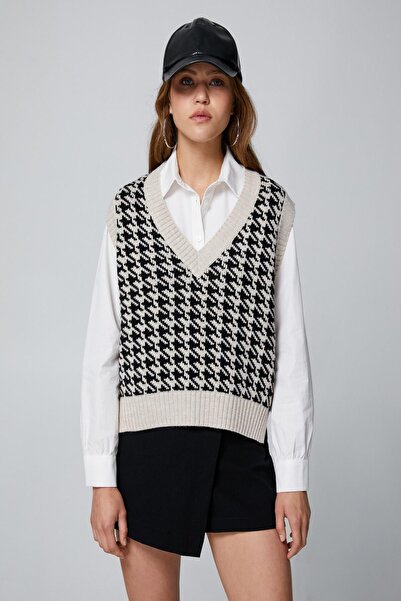 Koton Vestă de damă bej cu model