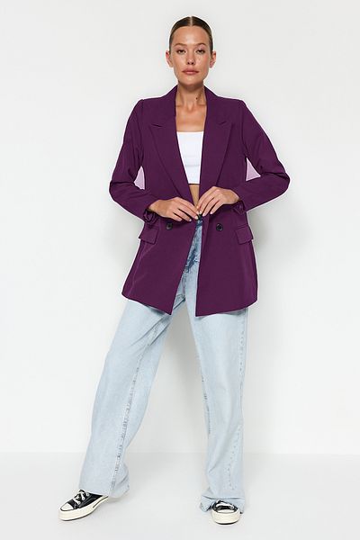 Trendyol Collection Purple Regular Lined Double Breasted Closure Woven Blazer Jacket TWOSS20CE0059
