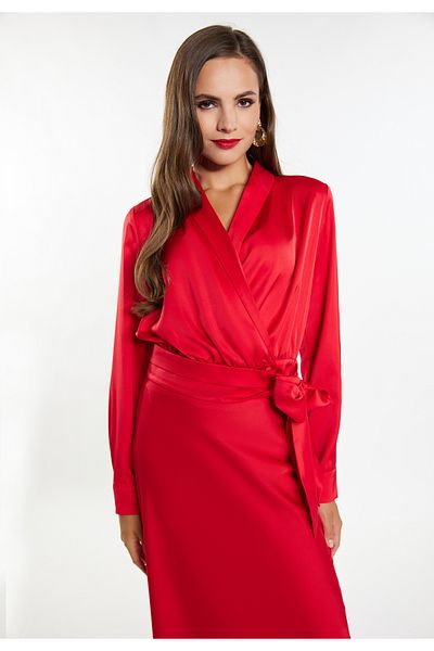 Faina Satin Wickelbluse - Uvolněný střih od Koosh