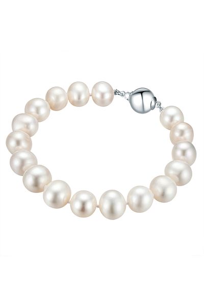 Valero Pearls Perlenkol bandı Kol Bandı Sterling Silber Süßwasser-Zuchtperle weiß