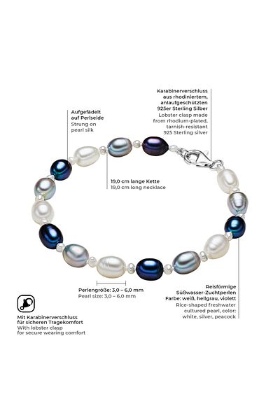 Valero Pearls Perlenarmband Armband Süßwasser-Zuchtperle multicolor