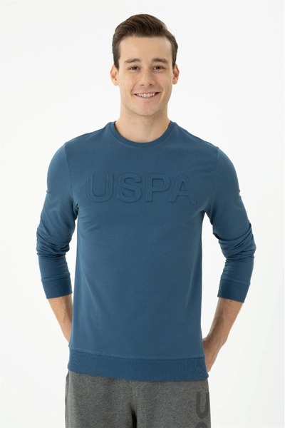 U.S. Polo Assn. Erkek İndigo Bisiklet Yaka Basic Sweatshirt