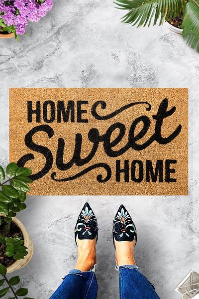on the clouds سجادة باب أمامية مزخرفة مطبوعة رقميًا من Home Sweet Home