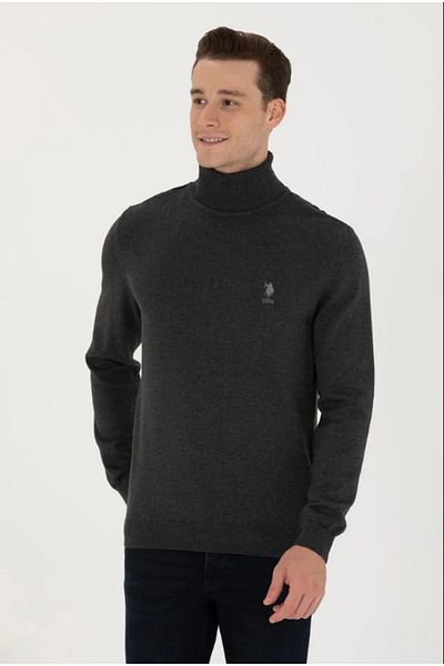 U.S. Polo Assn. Мъжки антрацитен меланжов пуловер G081SZ0TK.000.1629599.VR081
