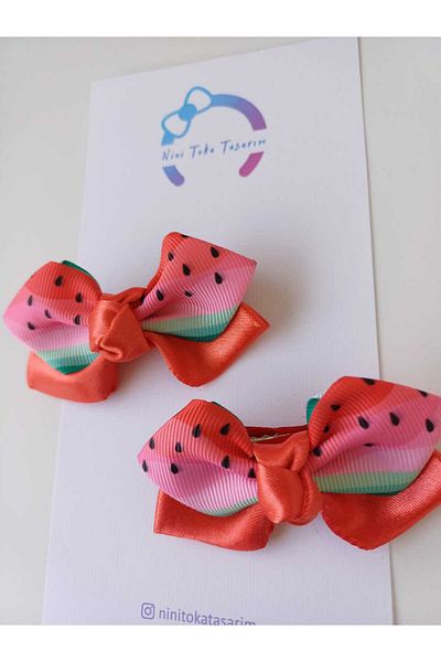 Nini Grosgrain + مشبك القوس الساتان مزدوج