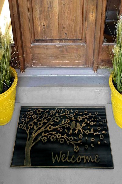 Pelangi Digital Printed Tree Patterned Welcome Written Decorative Door Mat