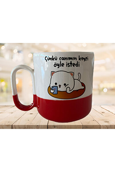 GünayStore كوب مكتوب عليه "Cause Wants ME SO" من MOCHI CAT مطبوع باللون الأحم...