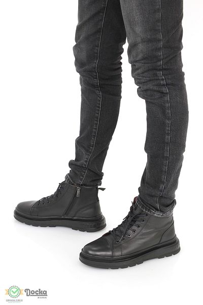 MARCOMEN Men's Soft Genuine Leather Thick Sole Zippered Sports Style Boots
