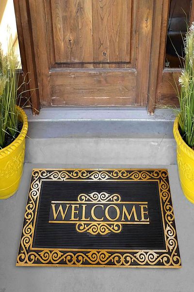 Pelangi Digital Printed Gold Welcome Written Decorative Door Mat