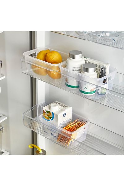 Homesea 3 Pieces Transparent Refrigerator Organizer Box with Lid - for Kitchen and Bathroom