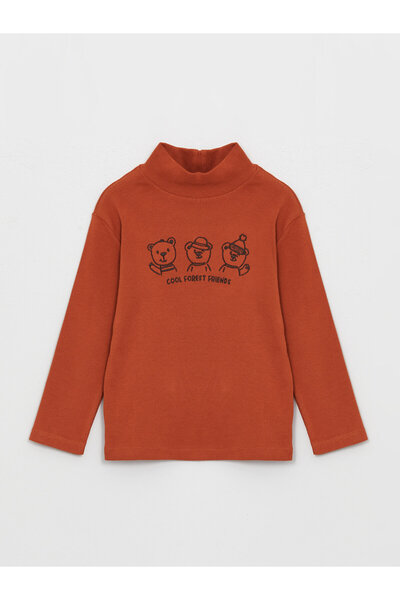 LC Waikiki Chlapecké tričko rolák s dlouhým rukávem a detailem výšivky