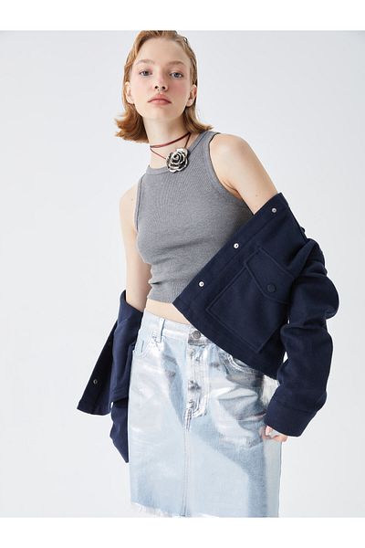 LC Waikiki Standard Fit Shiny Looking Women's Jean Skirt