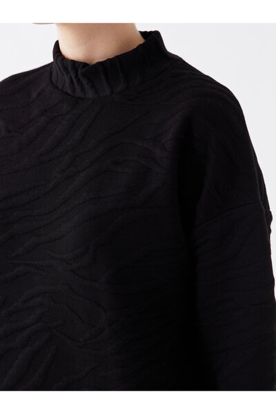 LC Waikiki Bőrnyakú, sajátmintás hosszú ujjú női tunika