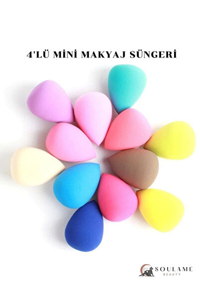 star global Yüz Make-Up Makyaj Sünger Seti 4'lü Profesyonel Hediyelik Islak Kuru Kullanıma Uygun Makyaj Süngeri