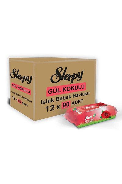 Sleepy Rose Scented 90 Sheets Wet Towels x Pack of 12
