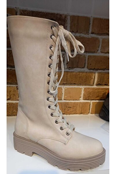 BEYAZ SHOES FERMUARLI ORTAPEDİK YARIM BOY DİZALTI KAYMAZ TABAN ÇİZME