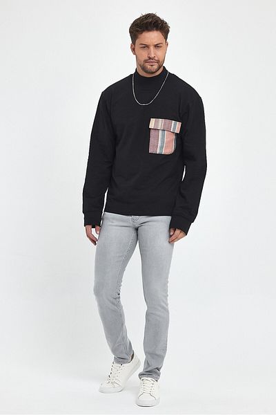 rammers Πουλόβερ με μισό ζιβάγκο με μακρυμάνικο oversize έθνικ σχέδιο με λεπτομέρεια τσέπης